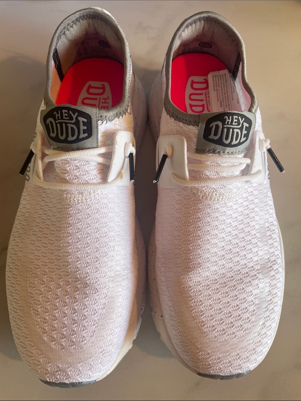 Hey Dude White 9 Wide Slip Ons